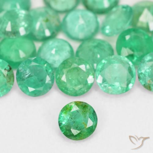 Esmeralda verde natural de 0,13 ct, corte redondo, SI