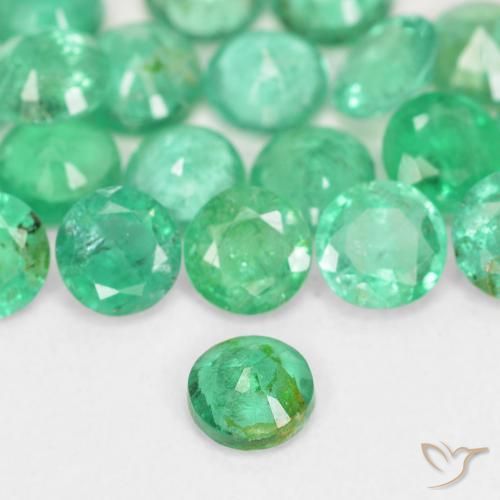 Esmeralda verde natural de 0,13 ct, corte redondo, SI