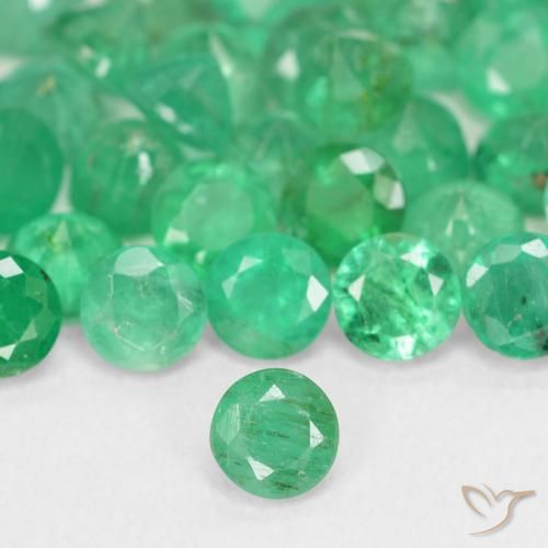 Esmeralda verde de 0,18 ct, redondo, SI