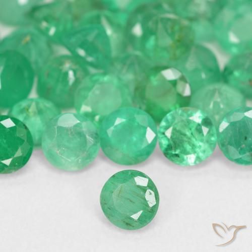 Esmeralda verde natural de 0,18 ct, corte redondo, SI