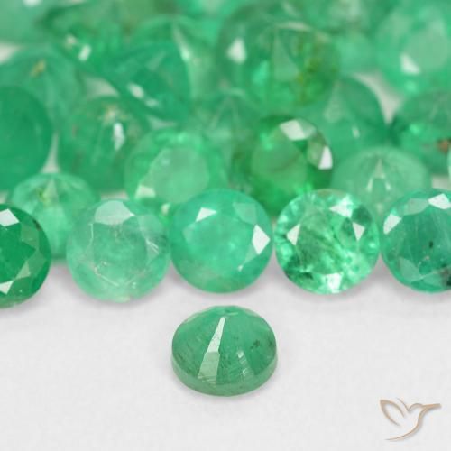 Esmeralda verde natural de 0,18 ct, corte redondo, SI