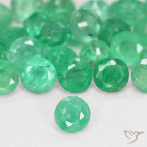 Esmeralda verde natural de 0,15 ct, corte redondo, SI
