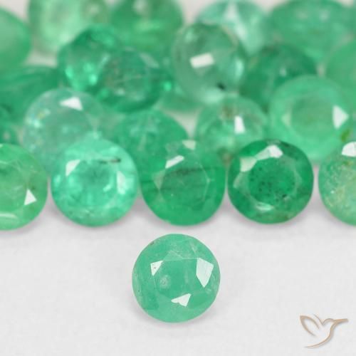 Esmeralda verde natural de 0,15 ct, corte redondo, SI
