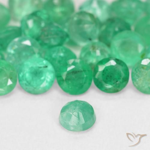Esmeralda verde natural de 0,15 ct, corte redondo, SI