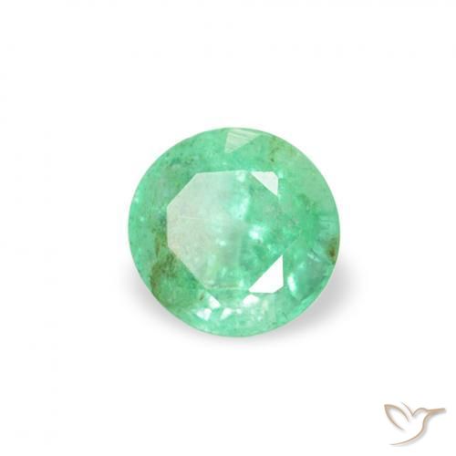Esmeralda Verde claro natural de 0.16 ct, Redondo, SI