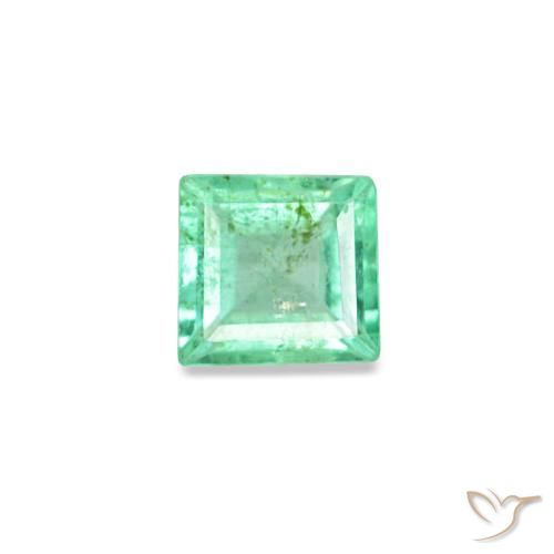 Esmeralda verde natural de 0,12 ct, cuadrado, VS-SI