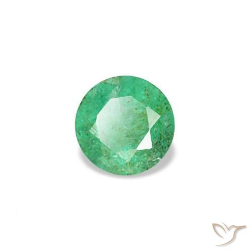 Esmeralda verde natural de 0,16 ct, corte redondo, VS-SI