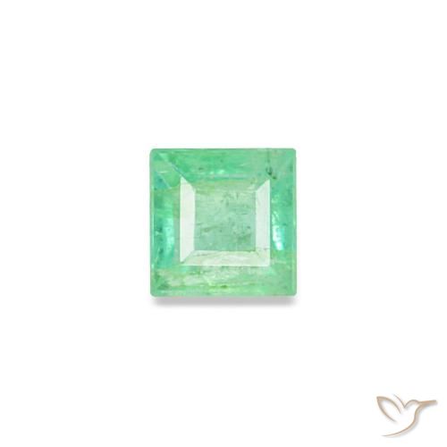 Esmeralda verde natural de 0,09 ct, cuadrado, VS-SI