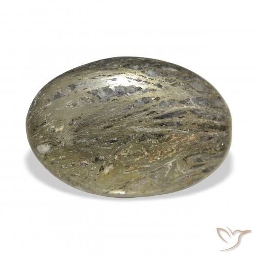 34.01ct Natural Multicolor Feather Pyrite, Ovalada, Opaco