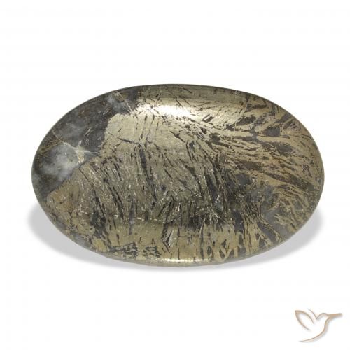 32.74ct Natural Multicolor Feather Pyrite, Ovalada, Opaco
