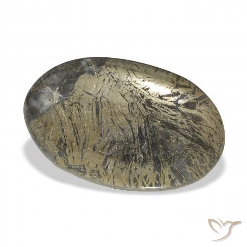 Feather Pyrite Multicolor natural de 32.74 ct, Ovalada, Opaco