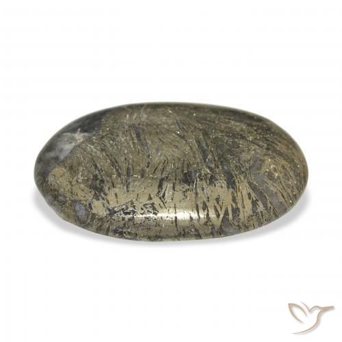 Feather Pyrite Multicolor natural de 32.74 ct, Ovalada, Opaco