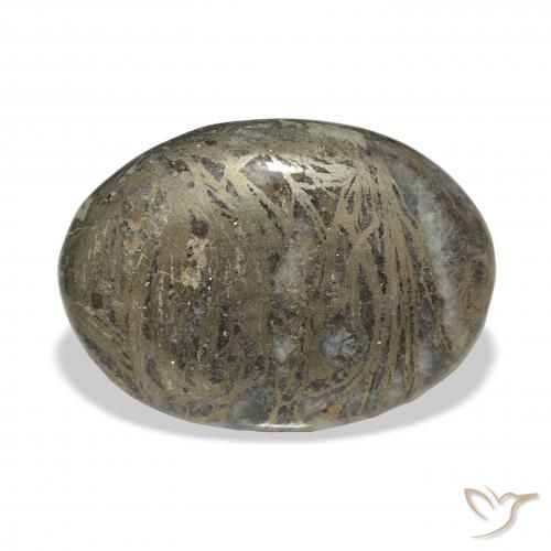 37.90ct Natural Bronce negruzco Feather Pyrite, Ovalada, Opaco