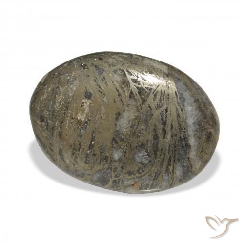 Feather Pyrite Bronce negruzco natural de 37.90 ct, Ovalada, Opaco