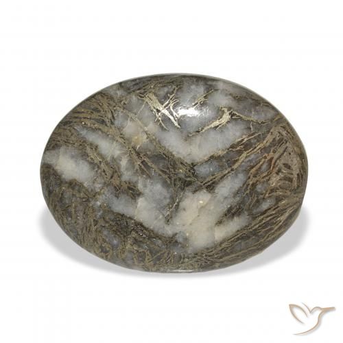 23.93ct Natural Negro con bronce Feather Pyrite, Ovalada, Opaco