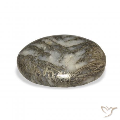 Feather Pyrite Negro con bronce natural de 23.93 ct, Ovalada, Opaco