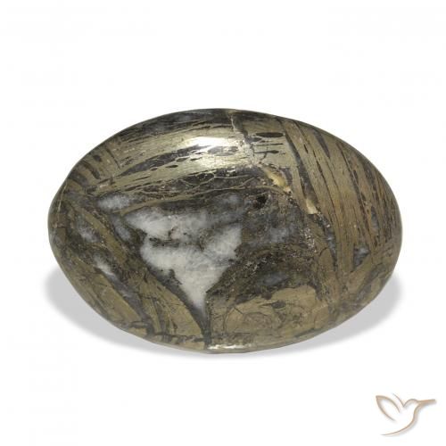 29.35ct Natural Marrón negruzco Feather Pyrite, Ovalada, Opaco