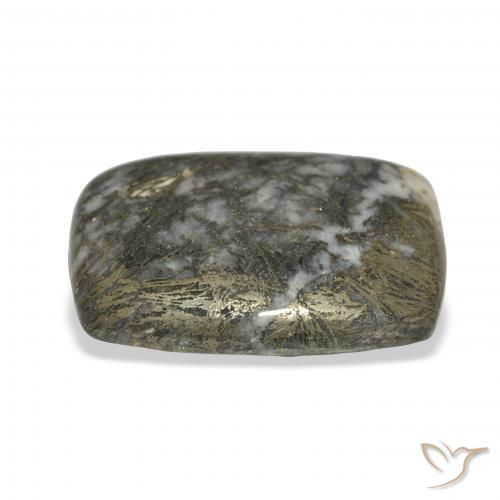 Feather Pyrite Negro con bronce natural de 32.71 ct, Forma Cojín, Opaco