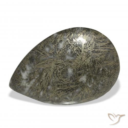 38.41ct Natural Bronce negruzco Feather Pyrite, En forma de pera, Opaco