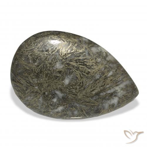 Feather Pyrite Bronce negruzco natural de 38.41 ct, En forma de pera, Opaco