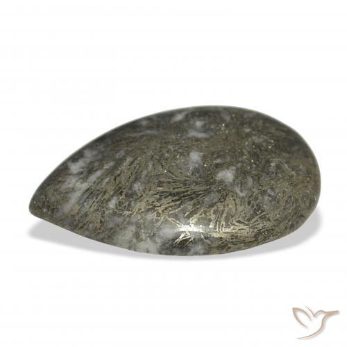 Feather Pyrite Bronce negruzco natural de 38.41 ct, En forma de pera, Opaco