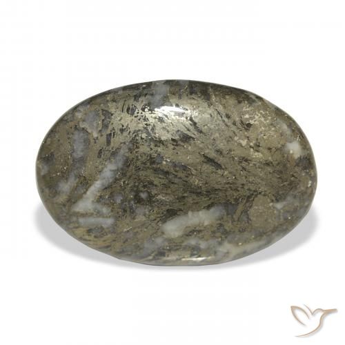 32.77ct Natural Negro con bronce Feather Pyrite, Ovalada, Opaco