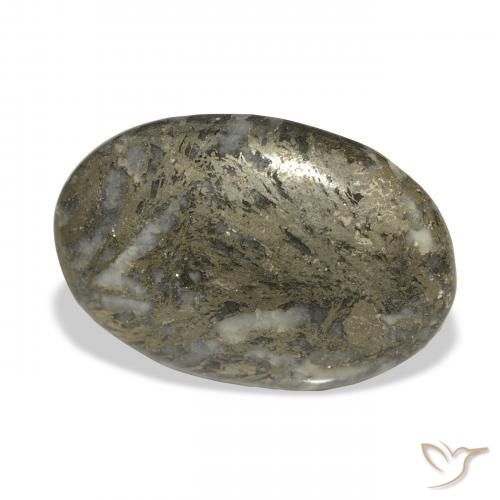 Feather Pyrite Negro con bronce natural de 32.77 ct, Ovalada, Opaco