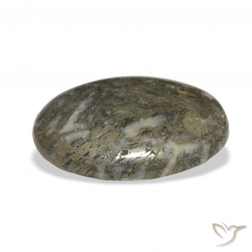 Feather Pyrite Negro con bronce natural de 32.77 ct, Ovalada, Opaco