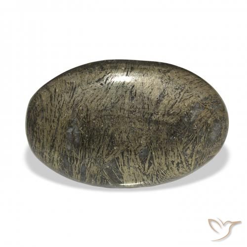 36.99ct Natural Bronce negruzco Feather Pyrite, Ovalada, Opaco