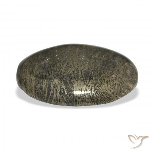 Feather Pyrite Bronce negruzco natural de 36.99 ct, Ovalada, Opaco