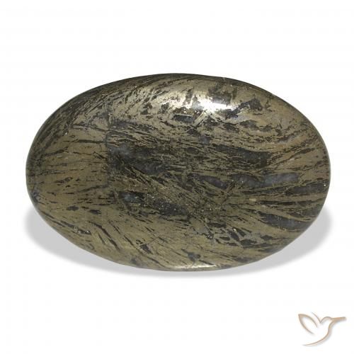 36.00ct Natural Negro con bronce Feather Pyrite, Ovalada, Opaco