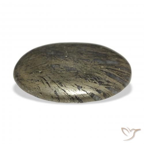 Feather Pyrite Negro con bronce natural de 36.00 ct, Ovalada, Opaco