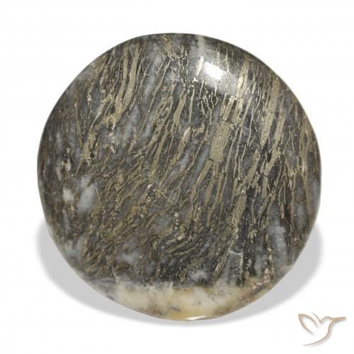 Feather Pyrite Multicolor natural de 35.90 ct, Redondo, Opaco