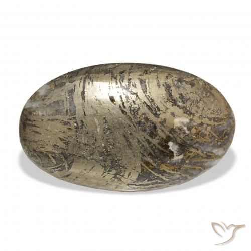 37.38ct Natural Multicolor Feather Pyrite, Ovalada, Opaco
