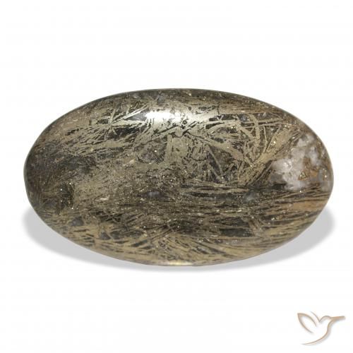 33.42ct Natural Multicolor Feather Pyrite, Ovalada, Opaco