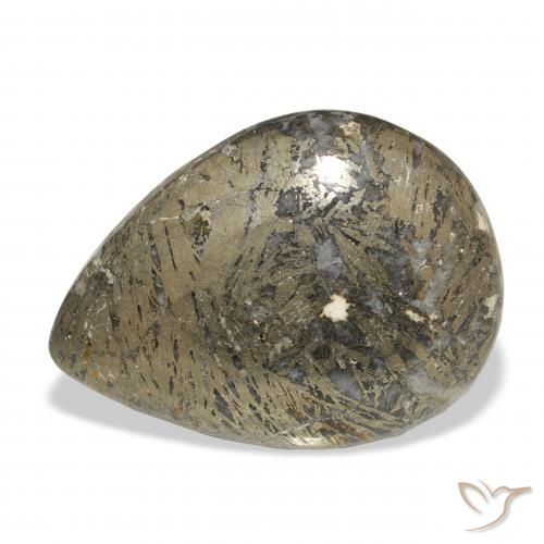 30.77ct Natural Multicolor Feather Pyrite, En forma de pera, Opaco