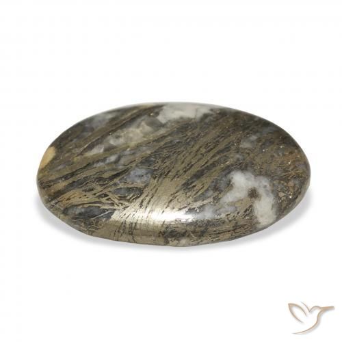 Feather Pyrite Multicolor natural de 26.51 ct, Ovalada, Opaco