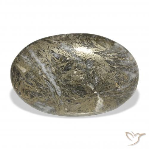 34.99ct Natural Multicolor Feather Pyrite, Ovalada, Opaco