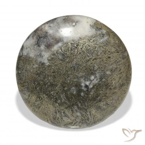 Feather Pyrite Multicolor natural de 36.22 ct, Redondo, Opaco
