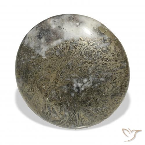 Feather Pyrite Multicolor natural de 36.22 ct, Redondo, Opaco
