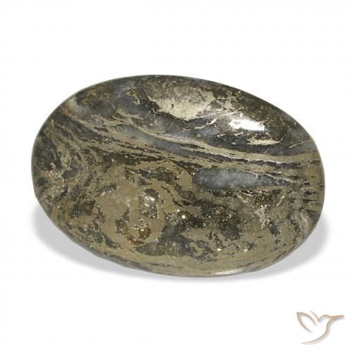Feather Pyrite Multicolor natural de 14.09 ct, Ovalada, Opaco