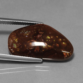 Ágata de fuego multicolor natural de 12,36 ct, forma elegante, opaco