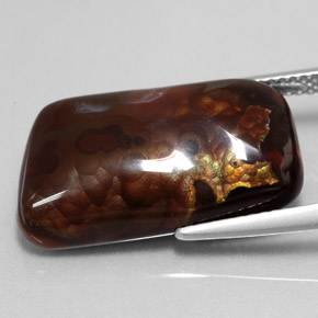 Ágata de fuego multicolor natural de 15,26 ct, forma elegante, opaco