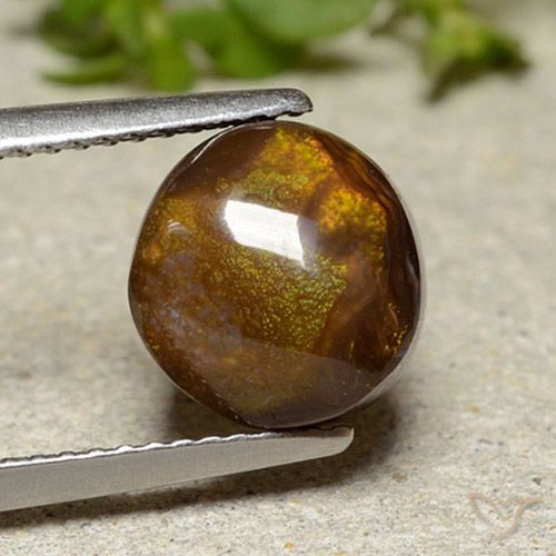 3.92ct Natural Multicolor Ágata de fuego, Redondo, Opaco