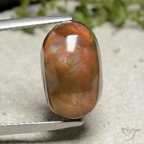 6.66ct Natural Multicolor Ágata de fuego, Ovalada, Opaco