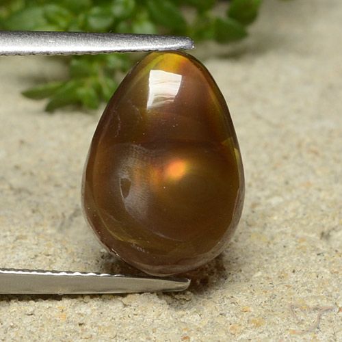 5.57ct Natural Multicolor Ágata de fuego, En forma de pera, Opaco