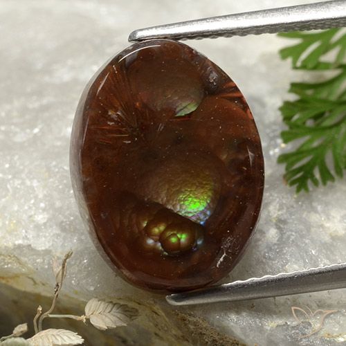 6.00ct Natural Multicolor Ágata de fuego, Ovalada, Opaco