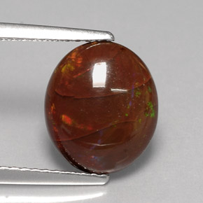 Ópalo de fuego multicolor natural de 2,78 ct, corte óvalo, opaco