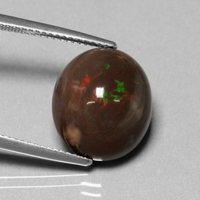 Ópalo de fuego multicolor natural de 7,95 ct, corte óvalo, opaco