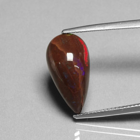 Ópalo de fuego multicolor natural de 5,89 ct, en forma de pera, opaco
